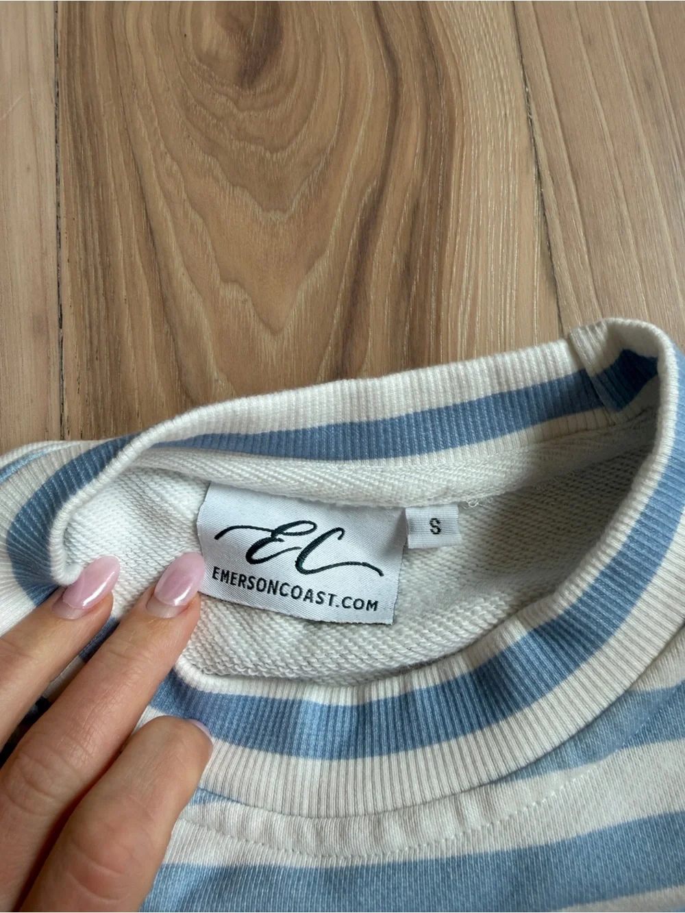 Blue & White Striped Two-Piece Loungewear KKG Sweatshirt (S) and Short (XS) Set